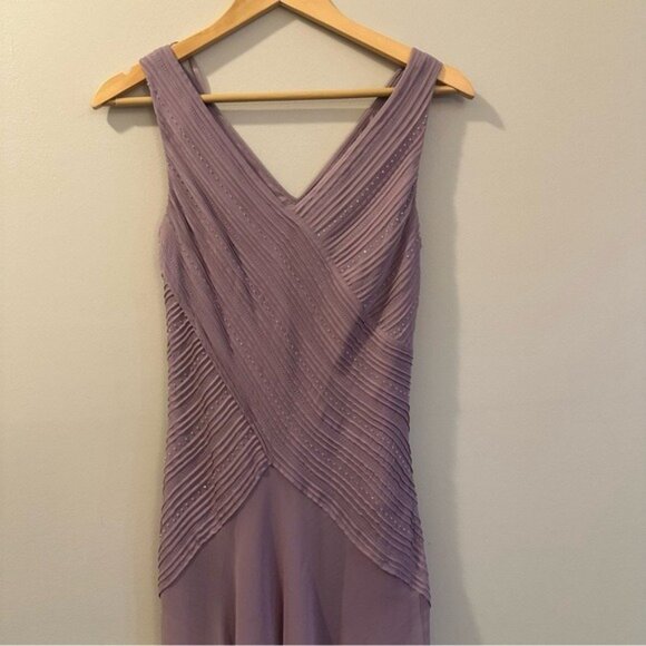 Talbots Fairycore Lilac Pure Silk Pleated Midi Dress Romantic Elegant Size 6 - Picture 4 of 10